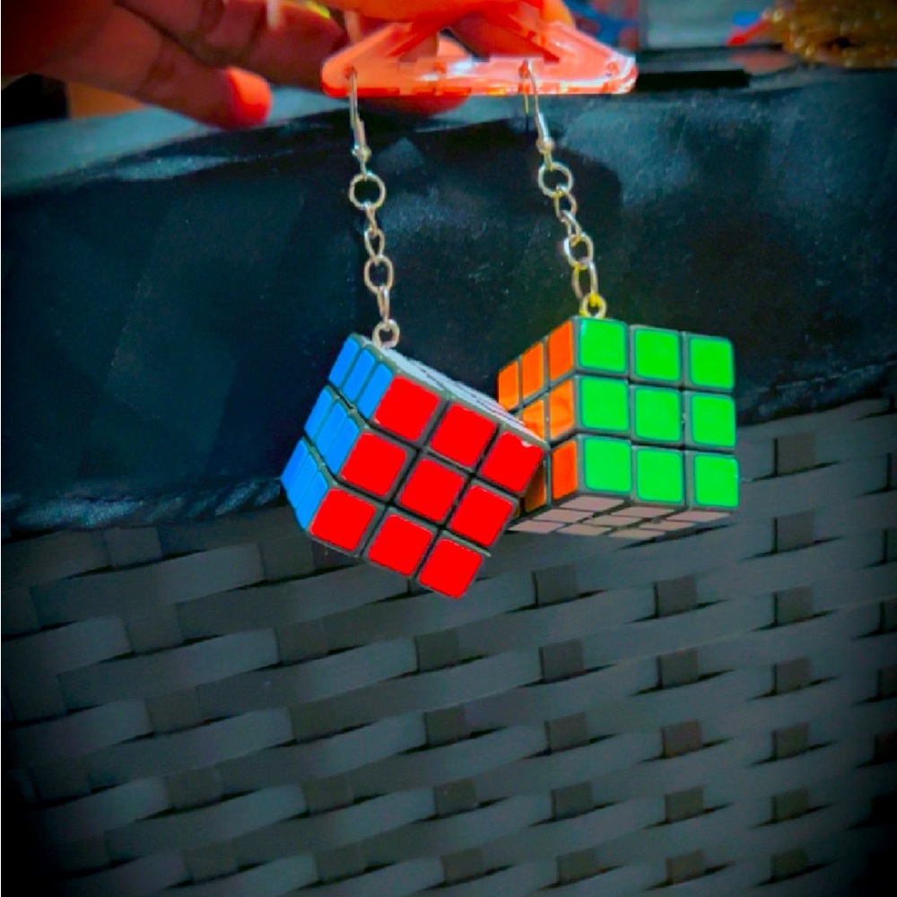 Rubiks cube earrings